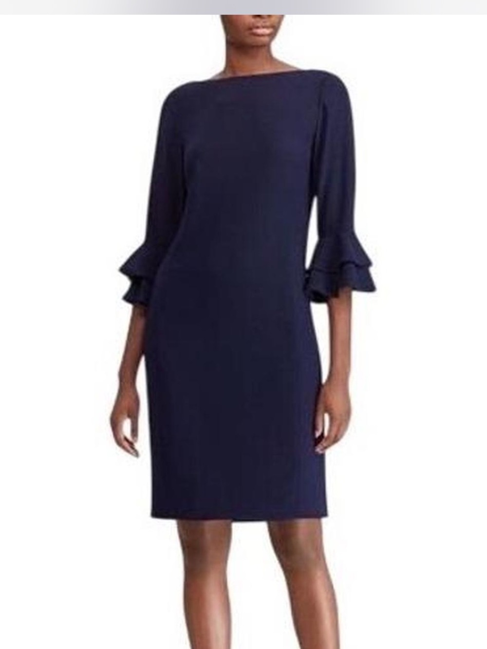 Lauren Ralph Lauren black frill sleeves midi dress size 16